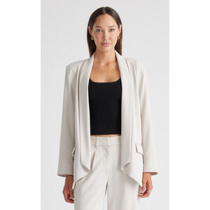 Quince Stretch Crepe Open Blazer in Sand Lightweight Size XL Business Casual NWT